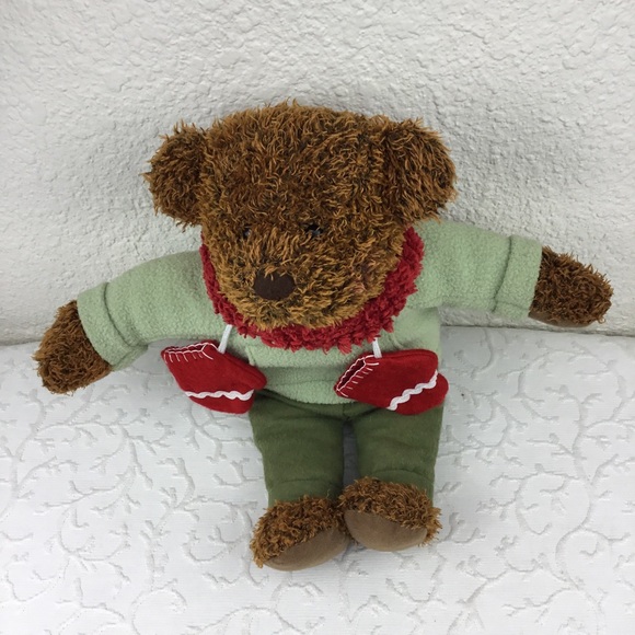 Vintage Hallmark Card Plush Brown Teddy Bear Cristmas Mery Red Scarf 13”… - Picture 8 of 9